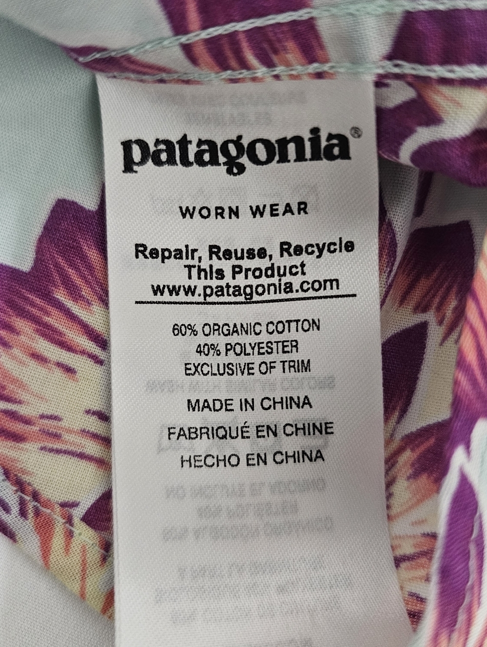 Patagonia Organic Cotton Floral Aloha Camp Shirt Large Tropical Button Front - Picture 6 of 8